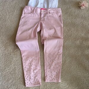 Lilly Pulitzer Pink Worth Skinny Jeans with Studded pearl Accents, 0